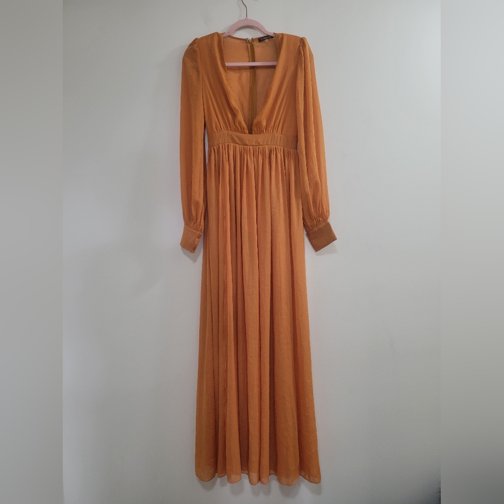 Cqbycq orange long sleeve maxi dress S